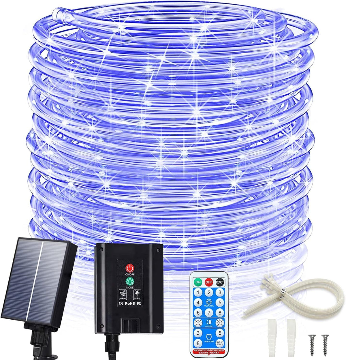 ICRGB complete kit includes remote, solar panel, and accessories