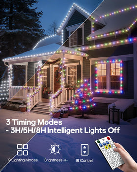ICRGB 72 ft total length rope light extends yard decor.