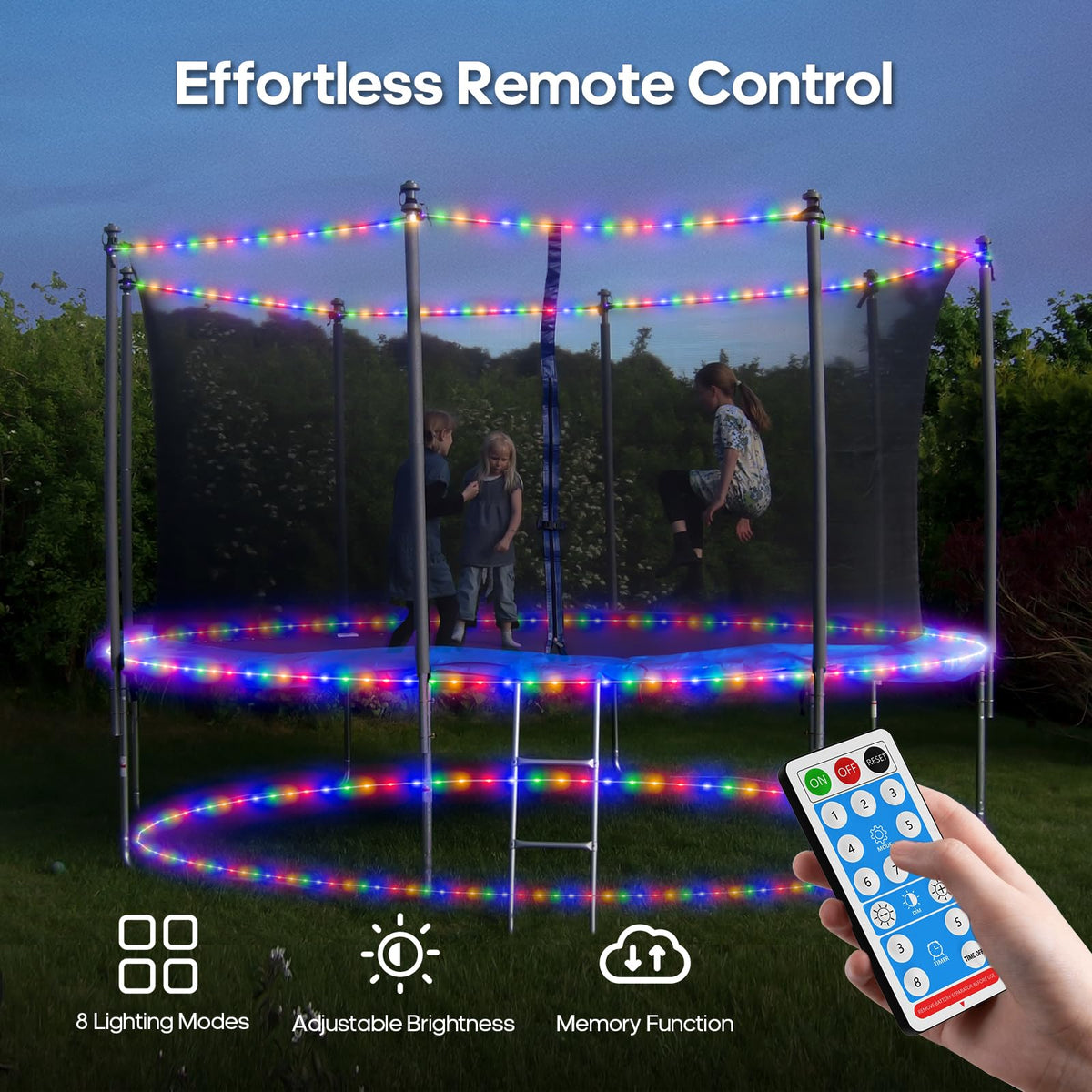 ICRGB Solar Rope Lights emit a translucent ice-crystal glow after dusk for magical accents.