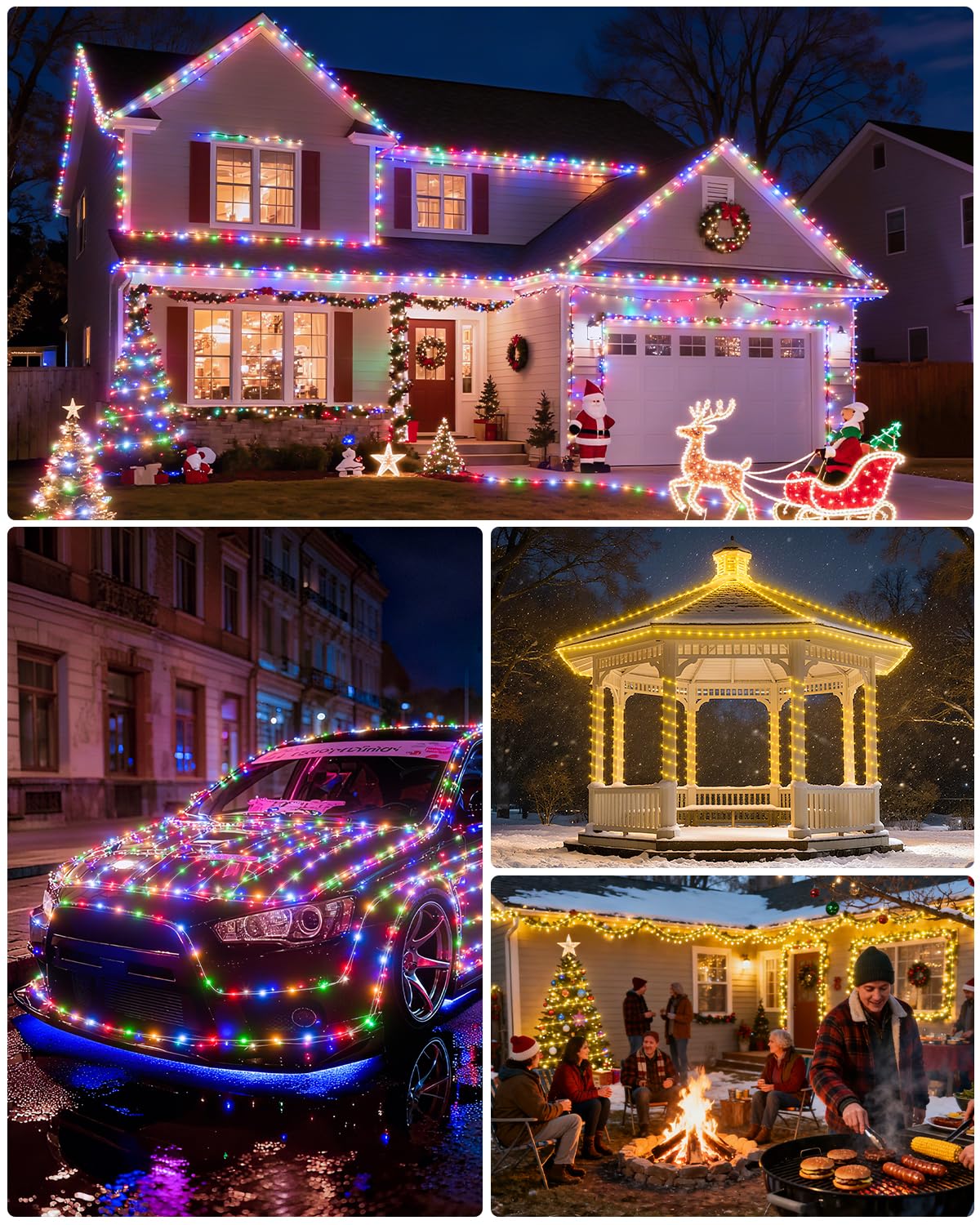 ICRGB rope lights border a garden with durable IP67 waterproofing
