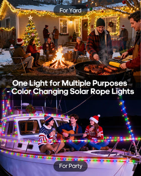 ICRGB rope lights wrapped around a tree provide warm ambient glow