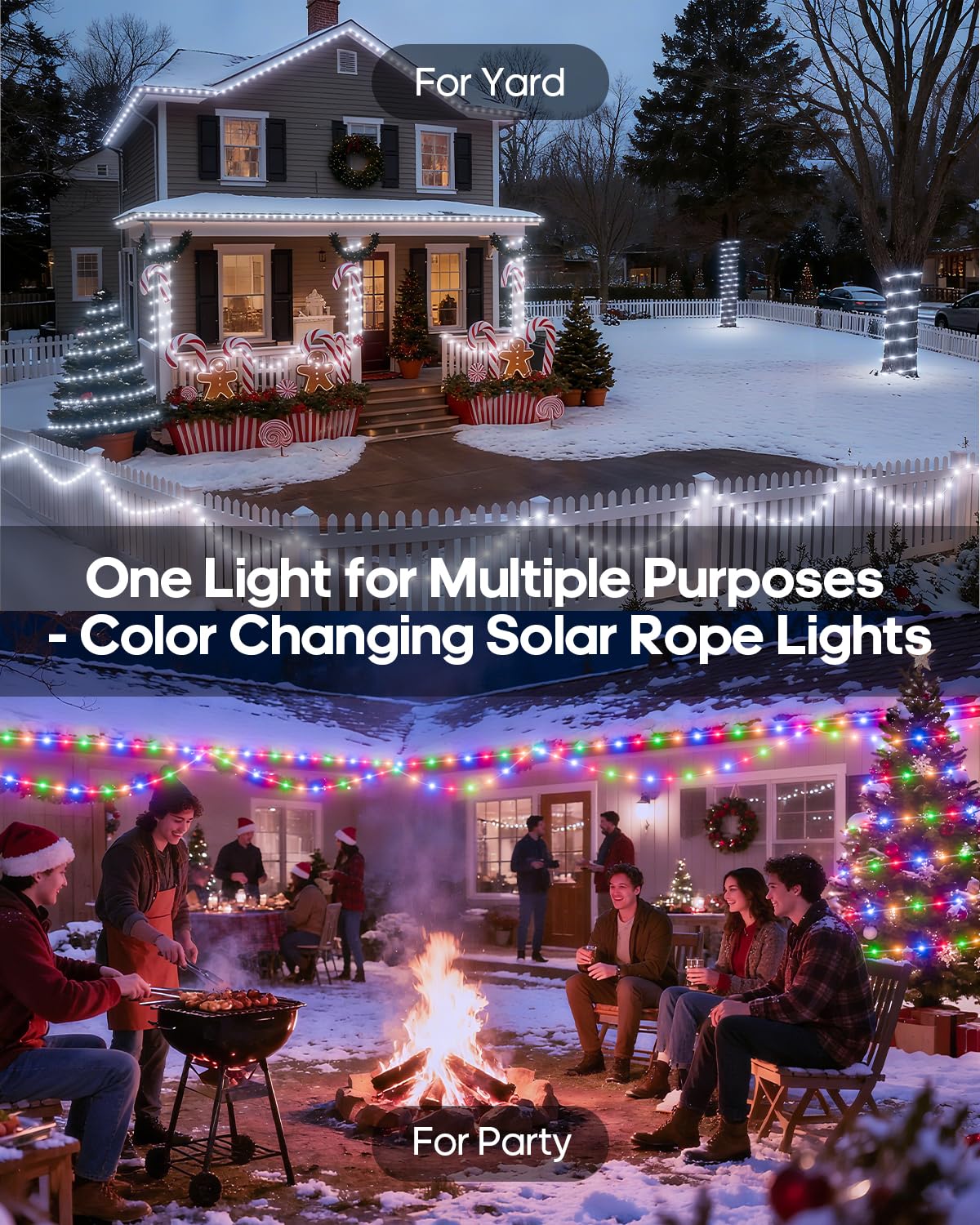 ICRGB rope lights with remote control for color-changing events.