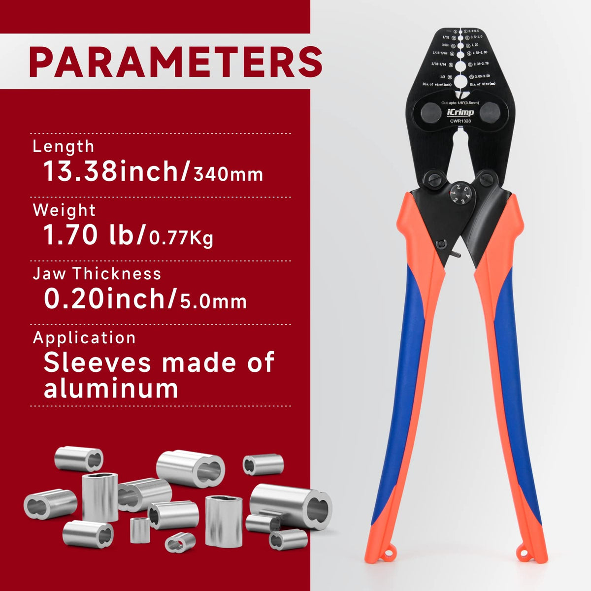 iCRIMP 13-inch tool for precise crimps on 1/32-1/8 inch rope.