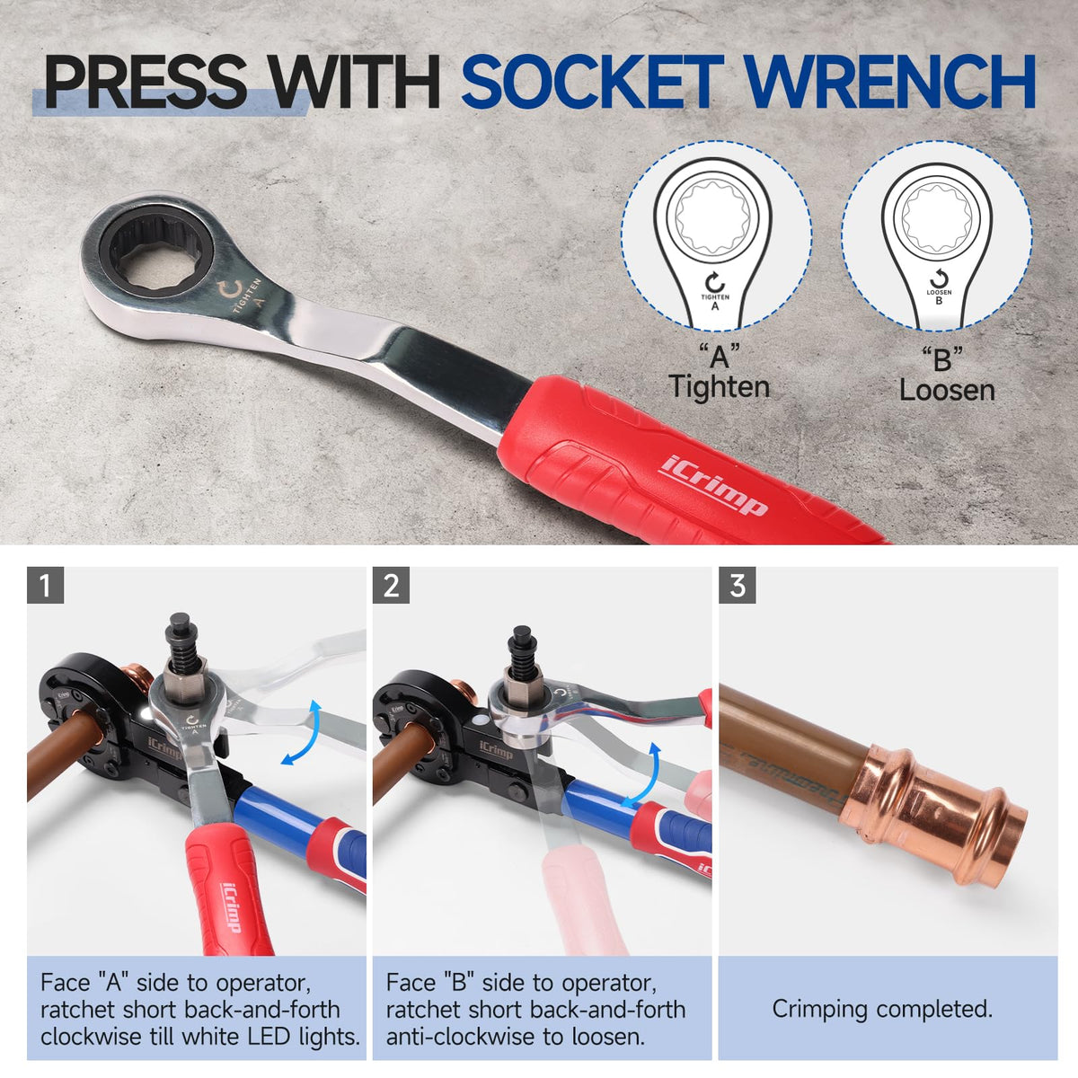 iCRIMP compact design fits into tight plumbing spaces