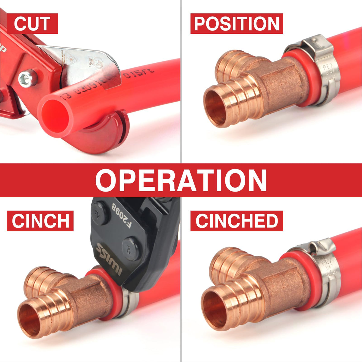 iCRIMP clamps compatible with brass or poly PEX fittings