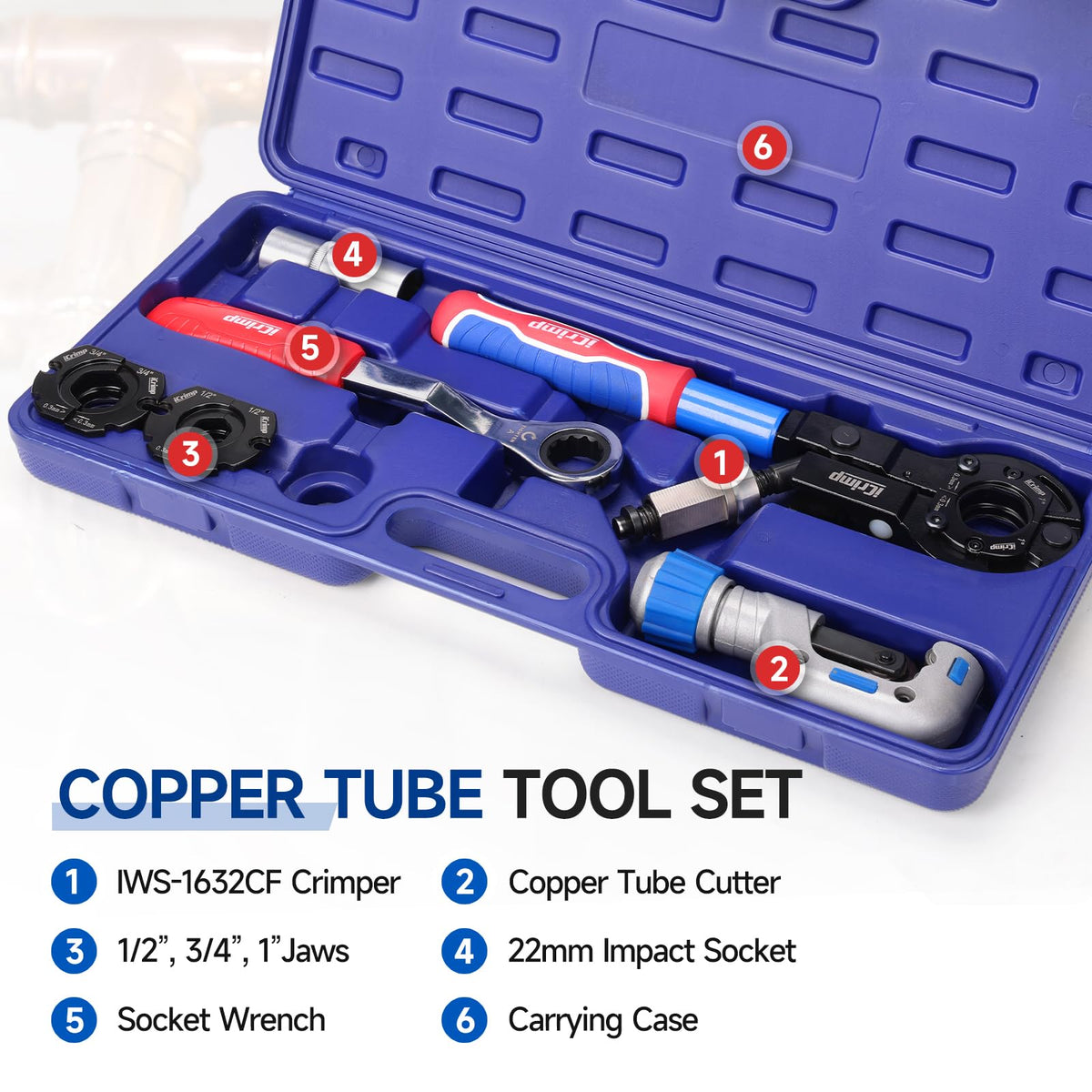 iCRIMP copper pipe press in a professional plumbing setup