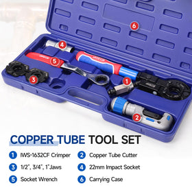 iCRIMP copper pipe press in a professional plumbing setup