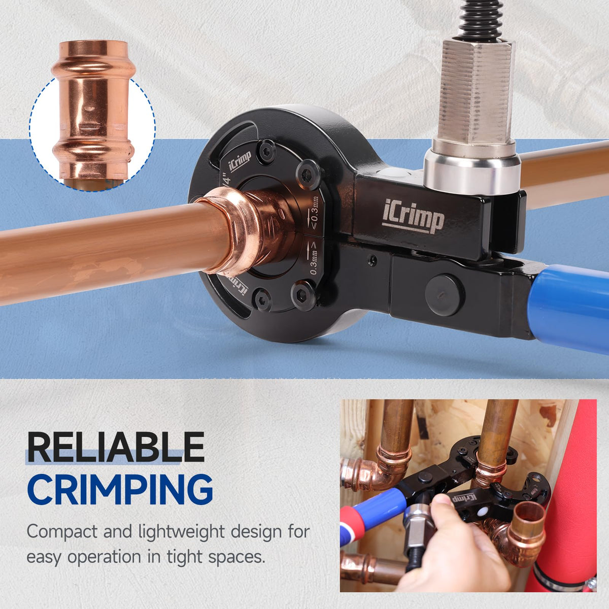 iCRIMP ergonomic grip tool with slip proof handle