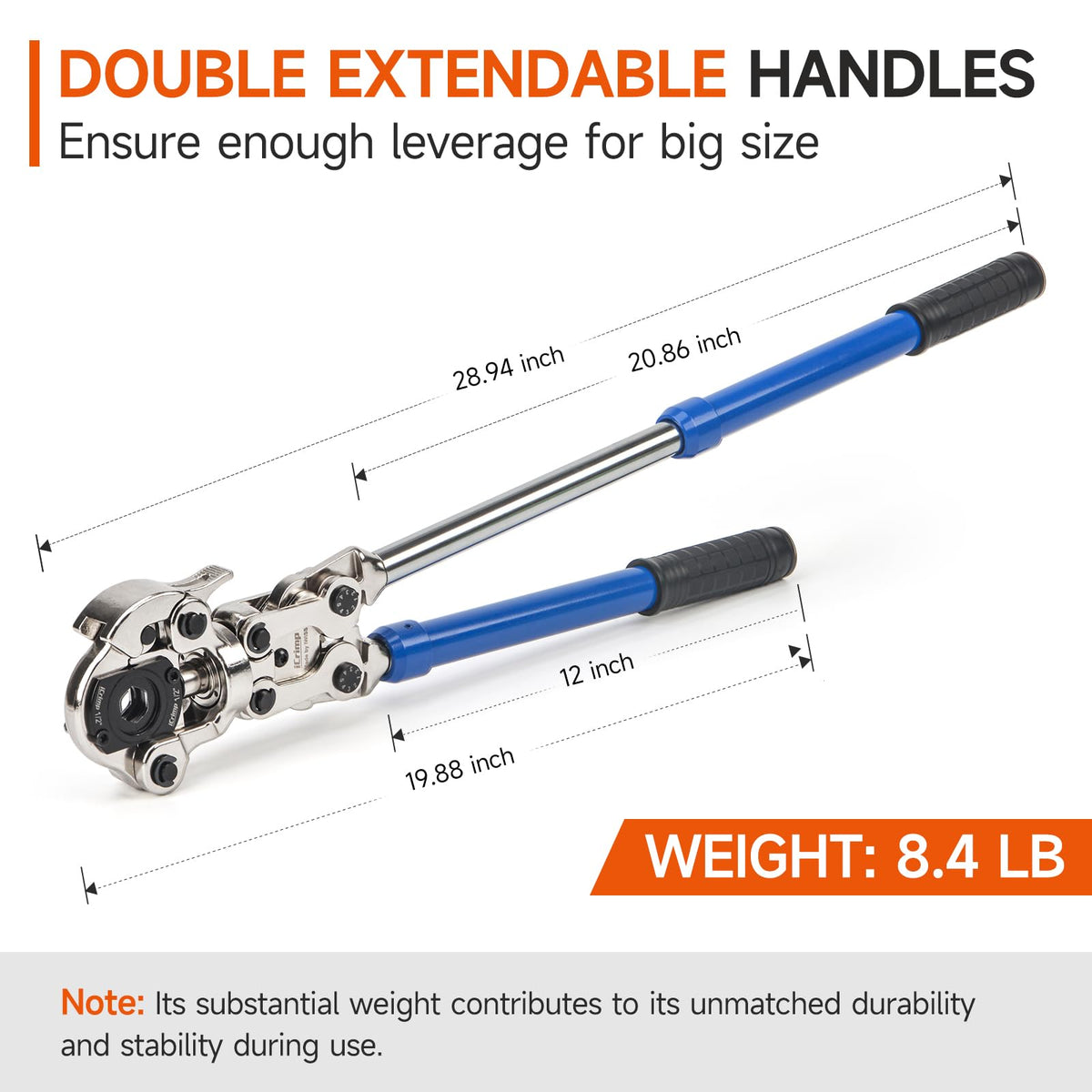 iCRIMP extended handles reduce effort on challenging fittings
