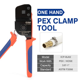 ICP-BJ02 displaying clamp size range from 3/8 to 1 inch