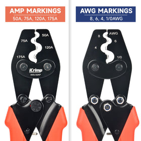 iCRIMP IWS-50AP with AWG 8-1/0 lugs for heavy battery cables.