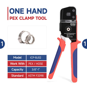 iCRIMP KIT-BJ02 PEX clamps on display for quick, secure fittings