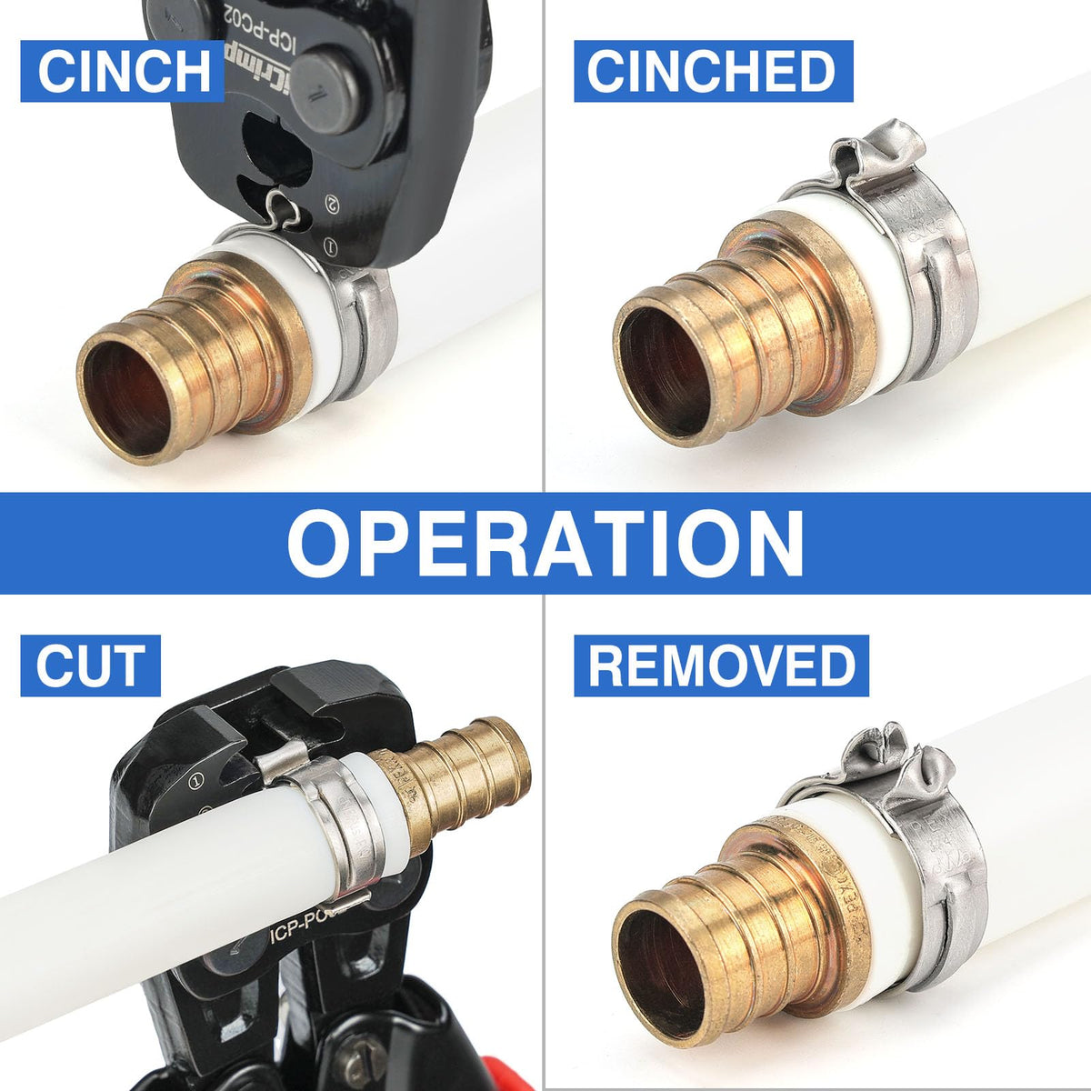 iCRIMP PC-PC02KIT PEX cutter slices tubing cleanly.