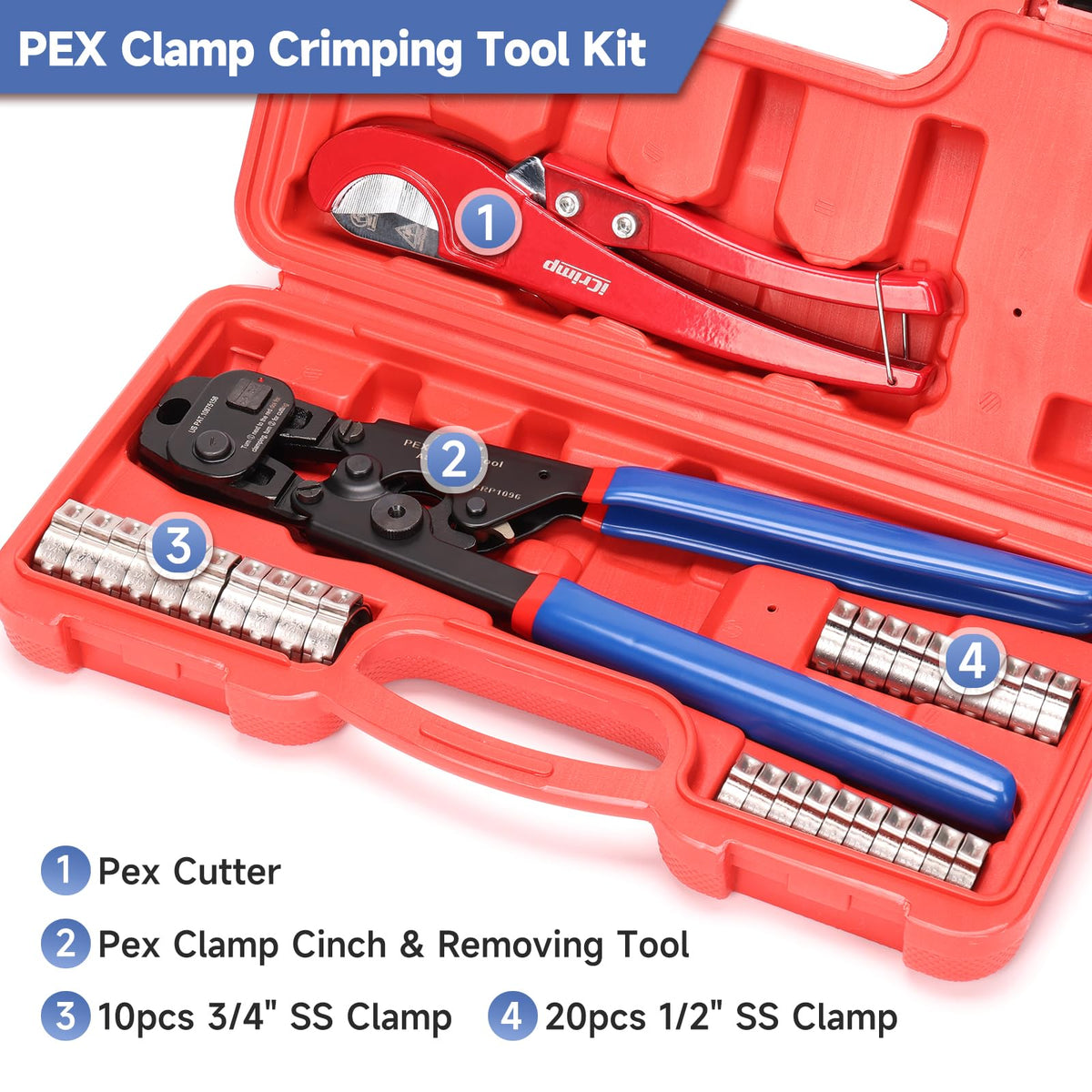 iCRIMP PEX cinch tool jaw closeup showing precision crimping