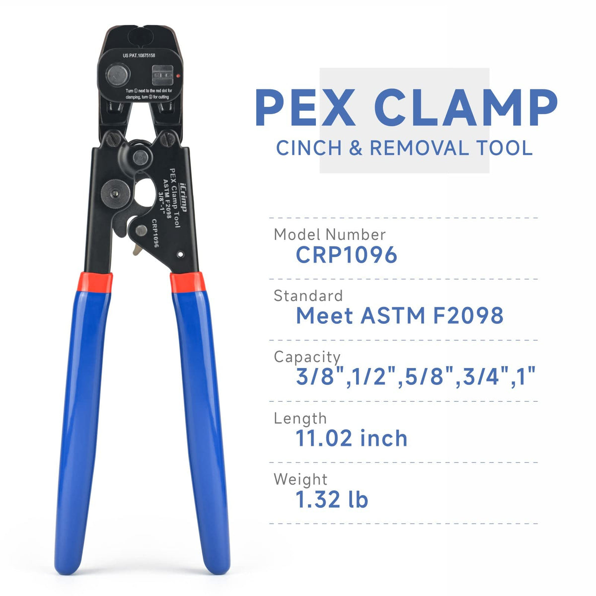 iCRIMP cinch tool with 1/2-inch clamps demonstrates included PEX kit.