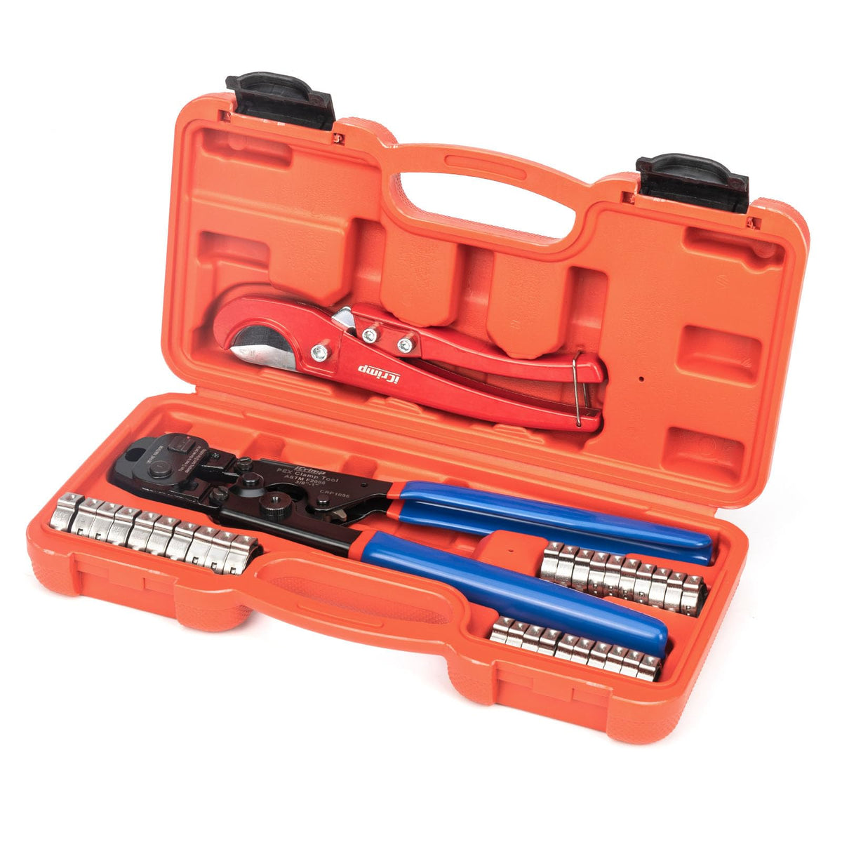 iCRIMP PEX clamp tool kit case organized for quick on-site use