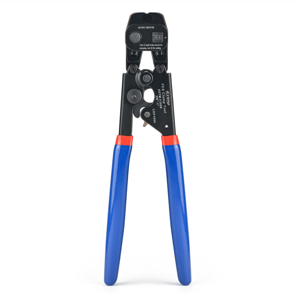 iCRIMP ratchet PEX cinch-remove tool for 3/8 to 1-inch clamps, smooth operation.