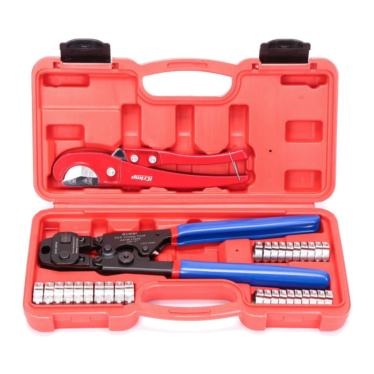iCRIMP ratchet PEX cinch tool in action securing a clamp