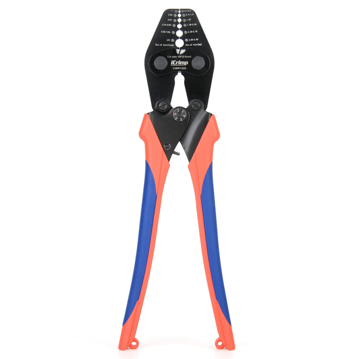 iCRIMP wire rope crimp tool with built-in cutter for easy railing work.