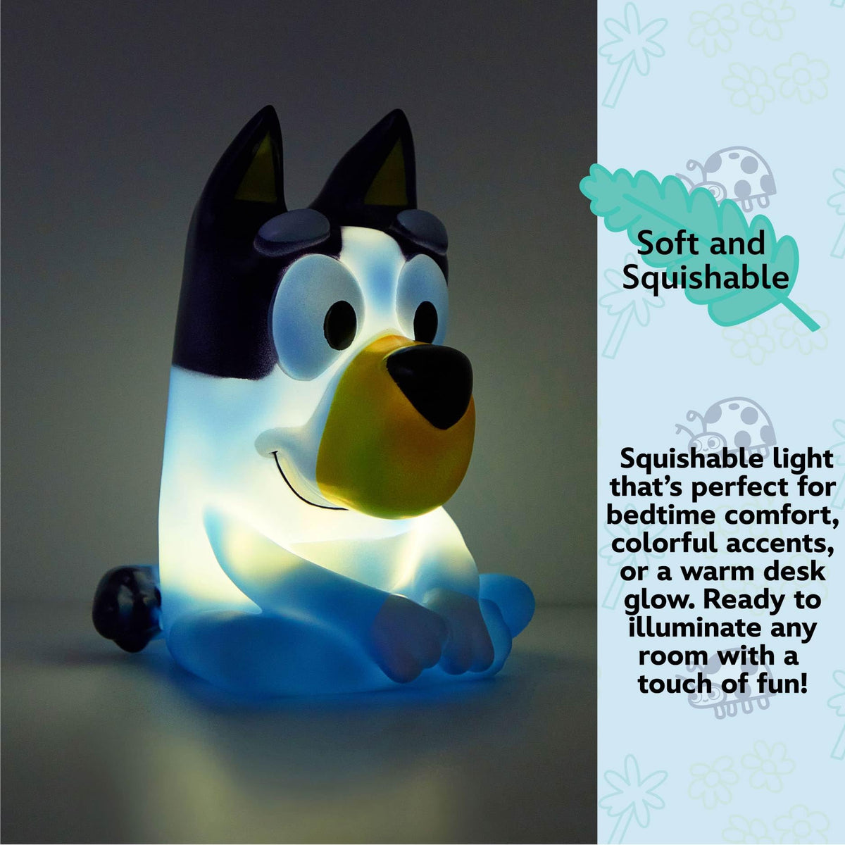 Idea Nuova Bluey Squishy Night Light bedroom decor adds playful charm