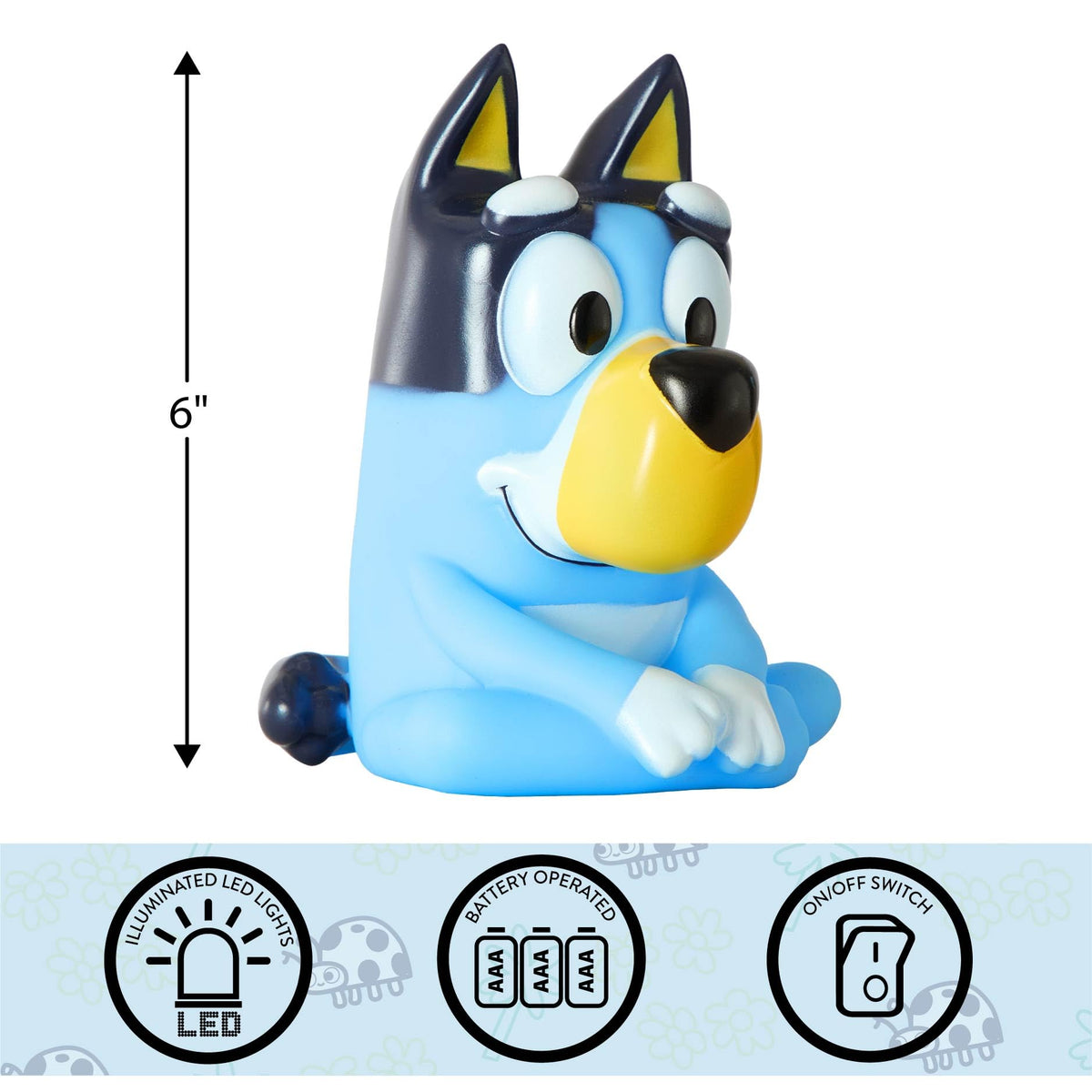 Idea Nuova Bluey Squishy Night Light side view showing compact bedside glow