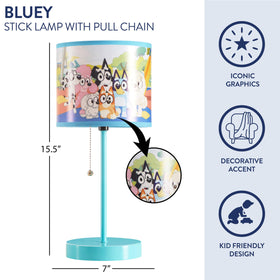 Idea Nuova Bluey lamp base is metal for durable bedside lighting.
