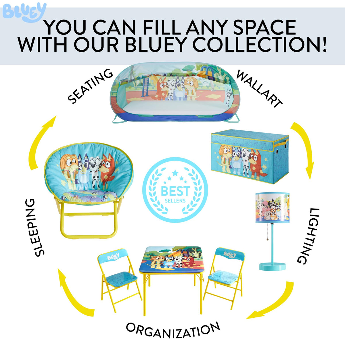 Official Bluey merchandise adds authentic character to kid rooms.
