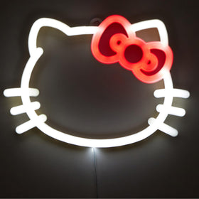 Idea Nuova Hello Kitty LED neon wall light glows brightly for a playful kid's room.