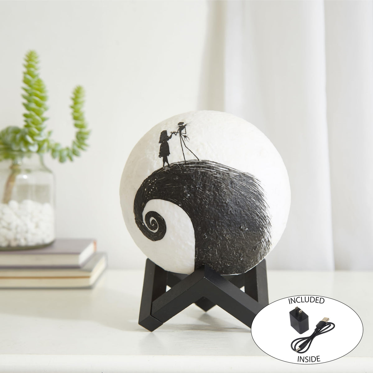 Idea Nuova Jack Skellington silhouette mood light enhances bedroom ambiance.