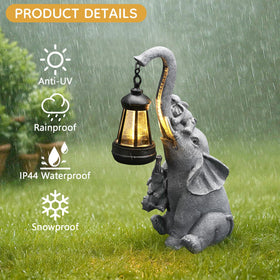 IDEA SHOW solar-powered elephant figurine lights walkways without wiring.