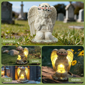 IDEA SHOW LED-lit angel cross adds soft night glow to outdoor space