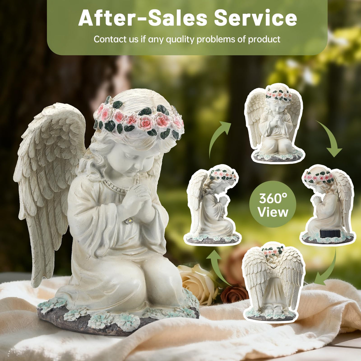 IDEA SHOW pink wreath praying angel enhances memorial garden or grave