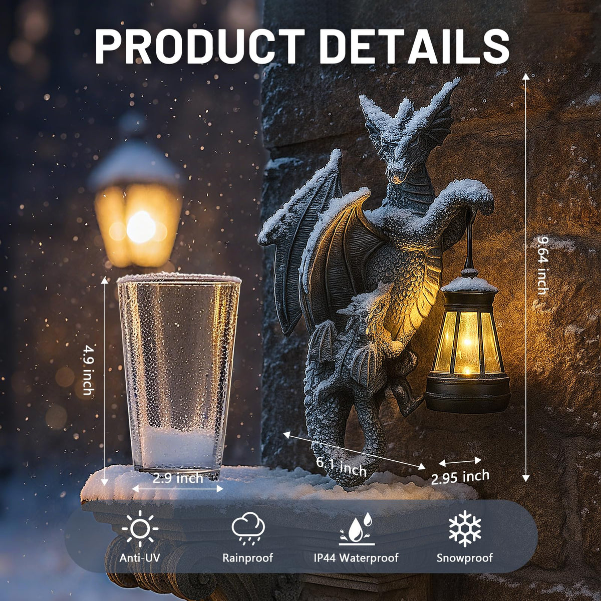 IDEA SHOW wall-mount dragon decor lights walls or fences with solar power.