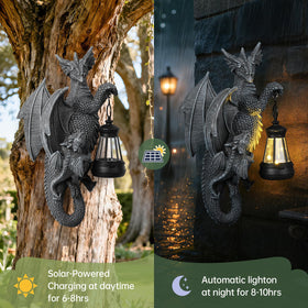 IDEA SHOW waterproof dragon sculpture withstands rain while keeping glow for nights.