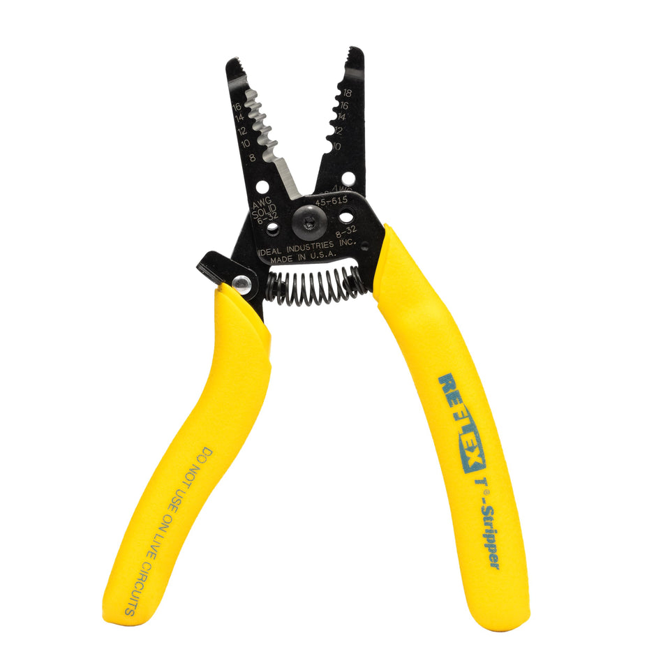 IDEAL Reflex Super T-Stripper ergonomic-grip reduces wrist fatigue during wire stripping.