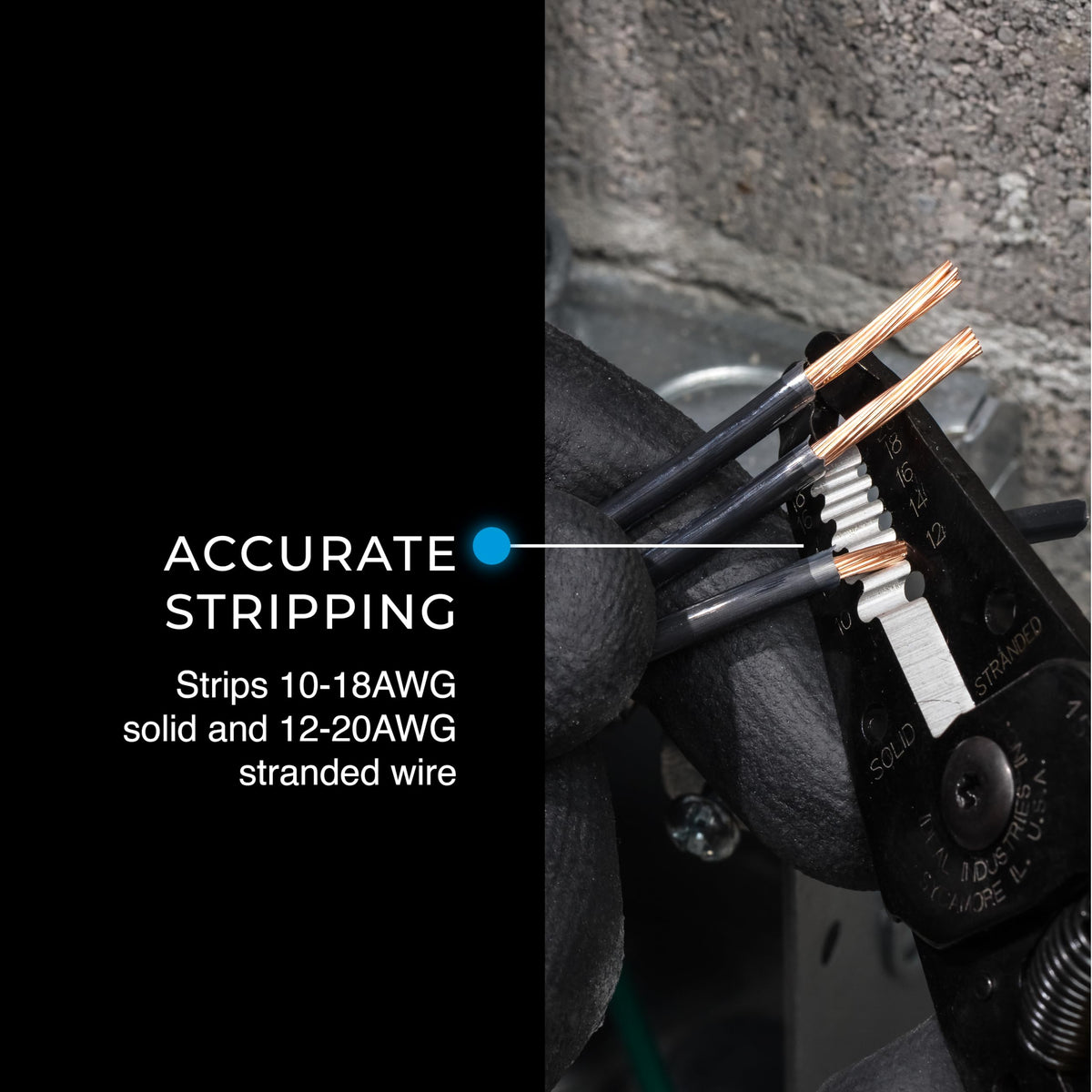 IDEAL Electrical T-Stripper narrow plier nose reaches tight spaces easily
