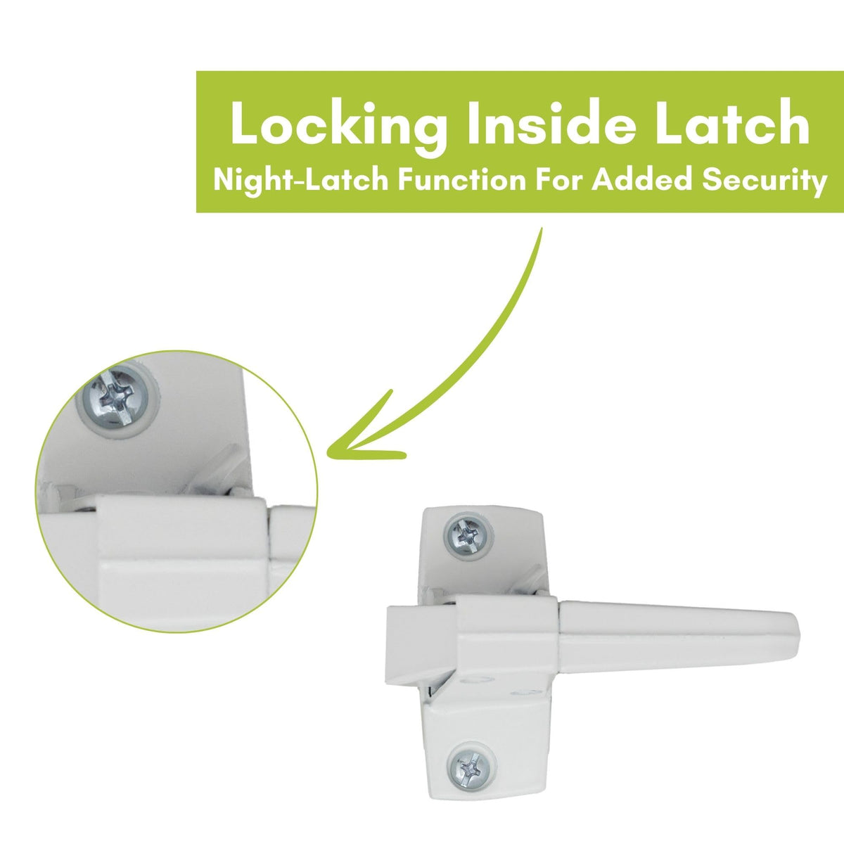 Ideal Security 910 locking inside latch providing added security.