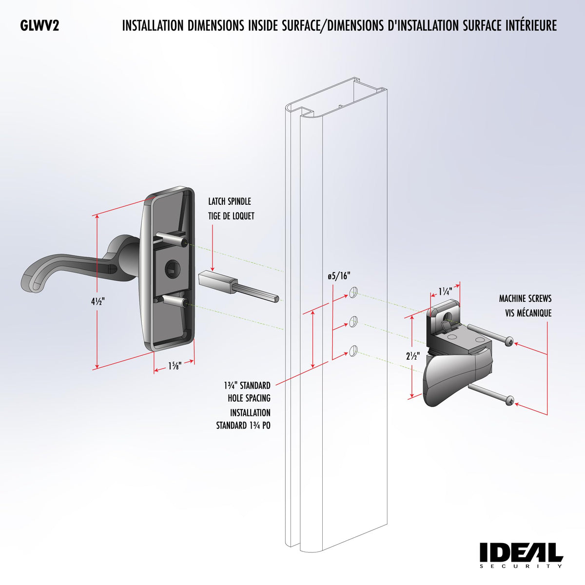 On-door lever set complements modern storm doors with versatile installation.