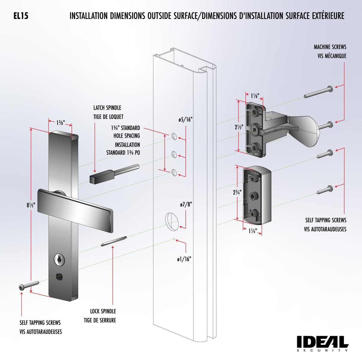 Ideal Security EL15 deadbolt close-up highlights integrated key lock