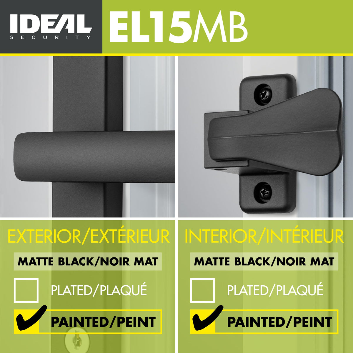 Ideal Security EL15 side view shows two-post design for storm door compatibility