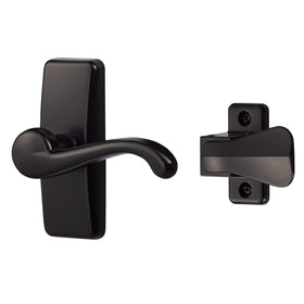 Ideal Security GL lever handle outside view in matte black for storm doors.