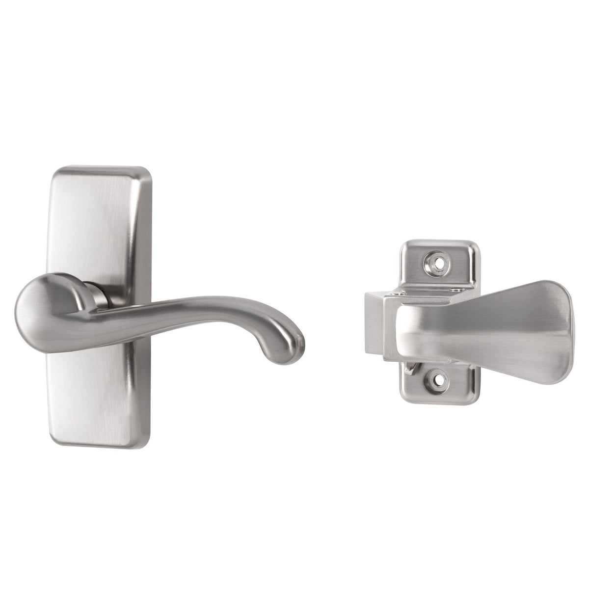 Ideal Security GL lever handle outside view on a storm door for durable curb appeal.