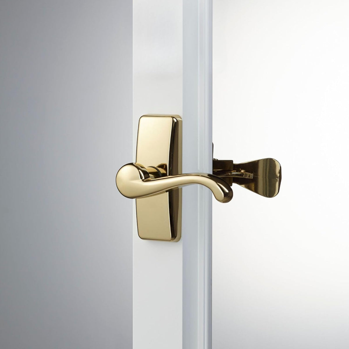 Storm door with night latch included for enhanced interior security when needed