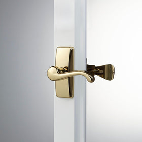 Storm door with night latch included for enhanced interior security when needed
