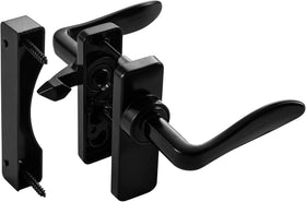 Ideal Security storm door handle in black finish