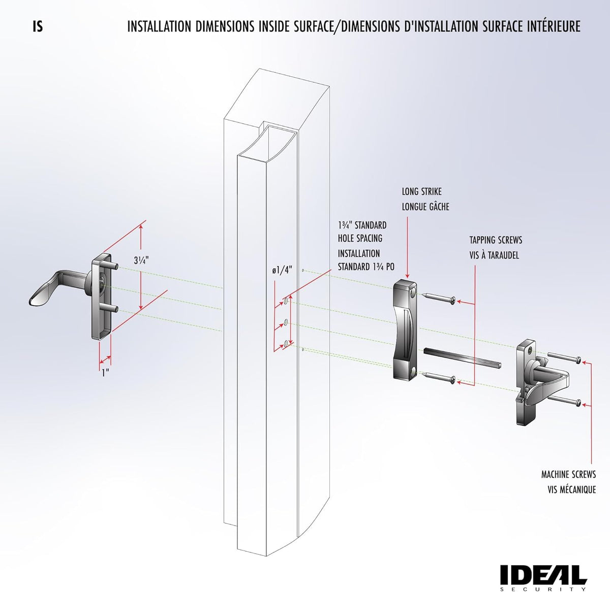 Ideal Security inswing door handle showing no exterior key lock feature