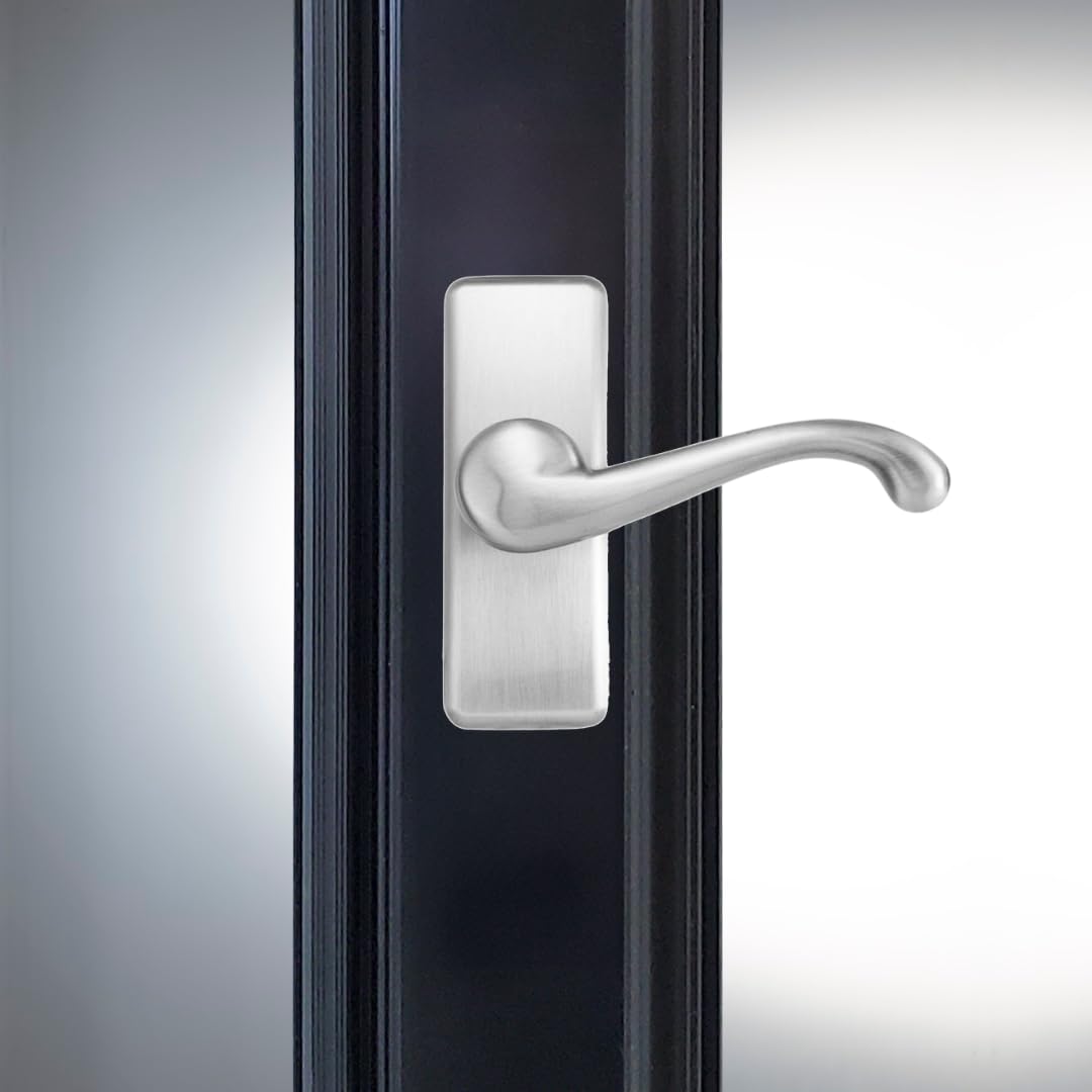 Ideal Security GL lever handle satin nickel finish for lasting style and durability.