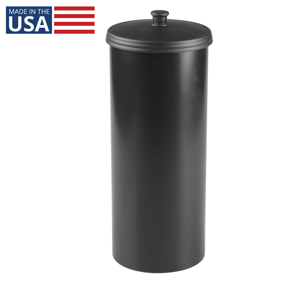 iDesign Kent lid with decorative knob showing easy access to spare rolls.