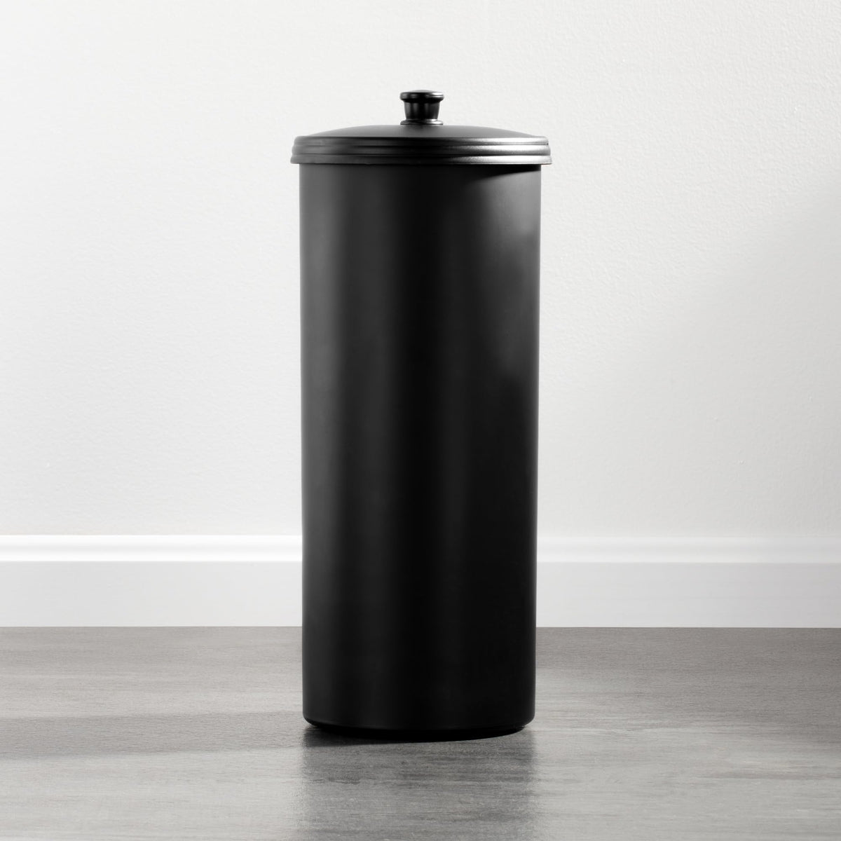 iDesign Kent matte black finish complements modern bathroom decor.