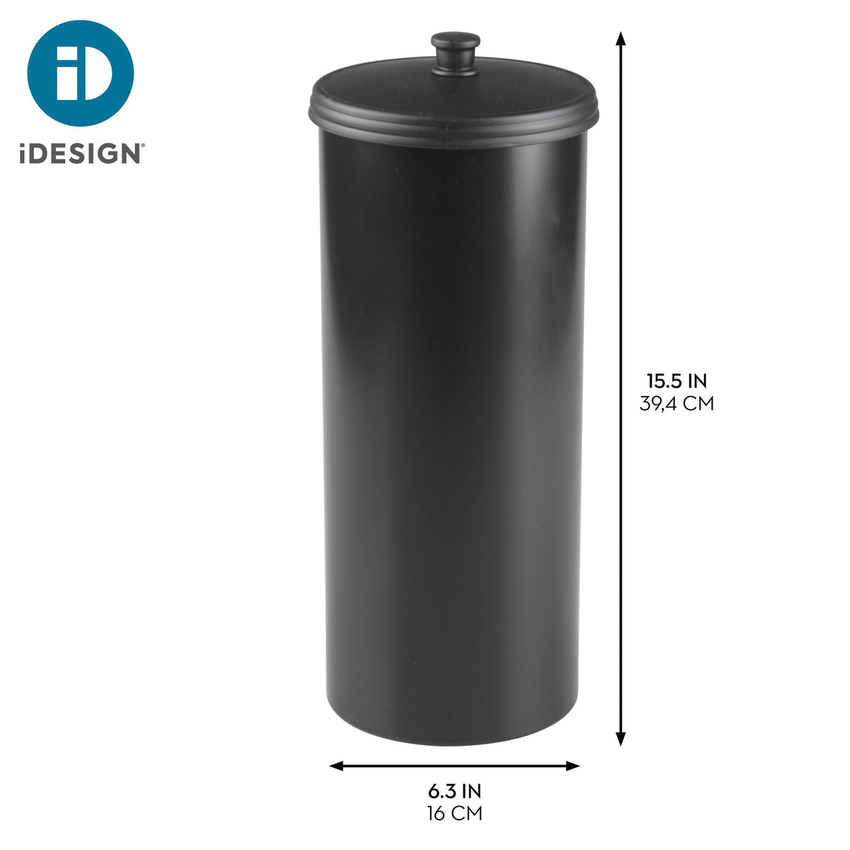 iDesign Kent slim profile fits neatly beside the toilet in tight spaces.